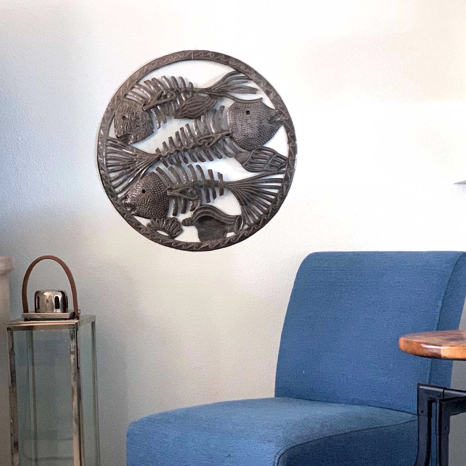 Handmade fair trade Haitian Metal Wall Artwork of Circle of Fish.