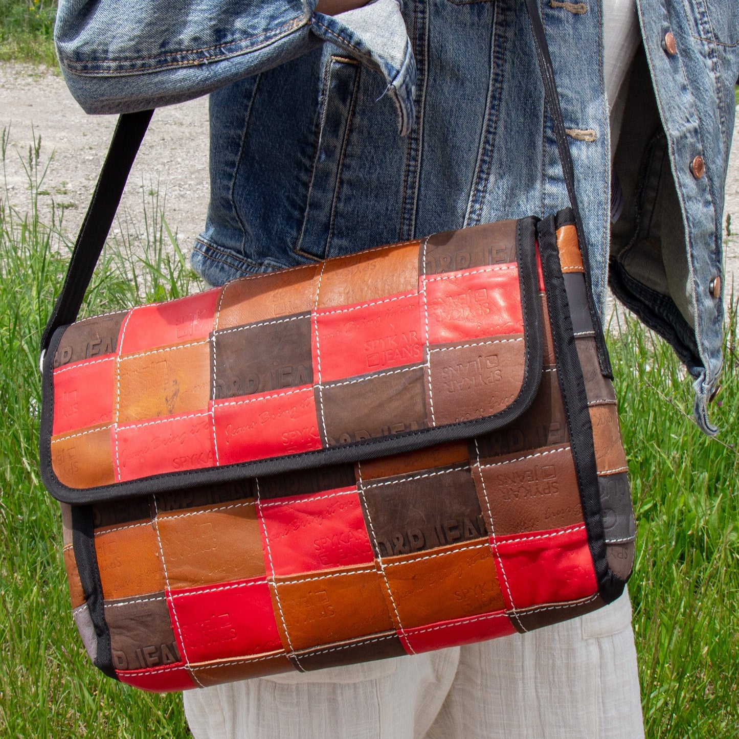 Genuine Leather Reclaimed Label Butler Bag- Fair Trade-Beaurer Creations