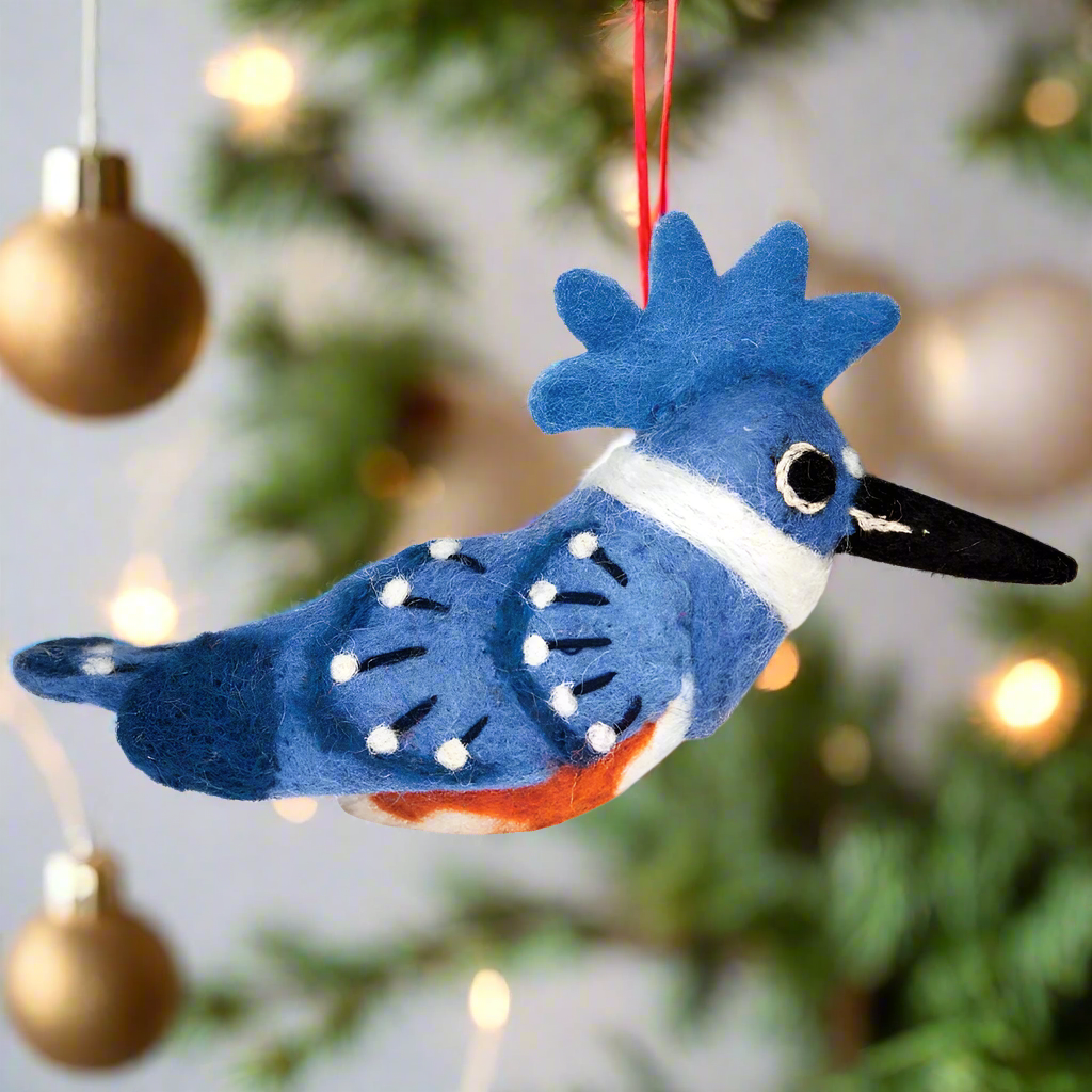 Wild Woolies Felt Bird Garden Ornament - Belted Kingfisher - Wild Woolies (G)