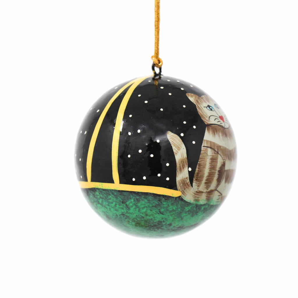 Hand-Painted Cat Holiday Ornaments-Set of 2-Fair Trade- India