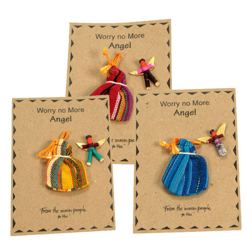 Handwoven Worry Angel in a Handmade  Bag- Fair Trade-Guatemala