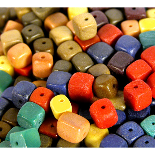 Cubed Tagua Beads- 7mm Beads w/ 1.5mm Center Drilled Hole-10 Color Choices- Vegetable Ivory