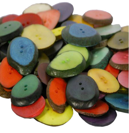 Mixed Colors-Large Hand-dyed Tagua Nut Buttons-Vegetable Ivory-Fair Trade- Ecuador