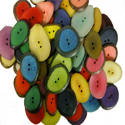 Mixed Colors-Small- Hand-dyed Tagua Nut Buttons-Vegetable Ivory-Fair Trade- Ecuador