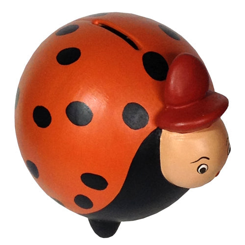 Handmade Ceramic Ladybug Bank- Orange/Black