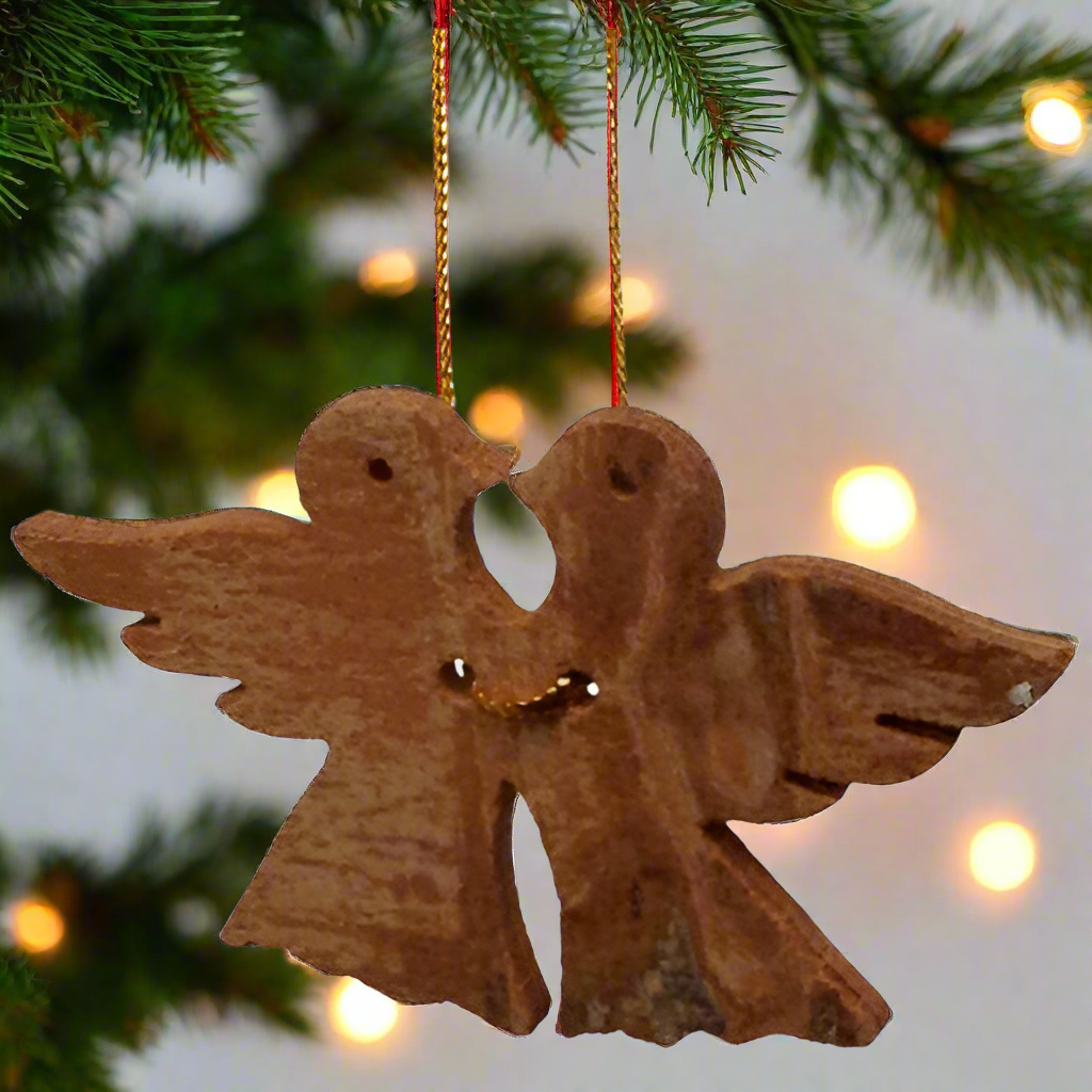 Hand-Made Cinnamon Bark Ornament - Lovebirds -Fair Trade-Vietnam