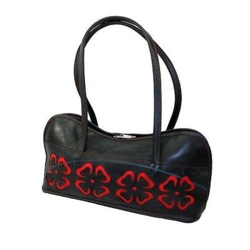 Cut Out Flower Tire Bag-Black- Recycled-Upcycled Tire-Fair Trade