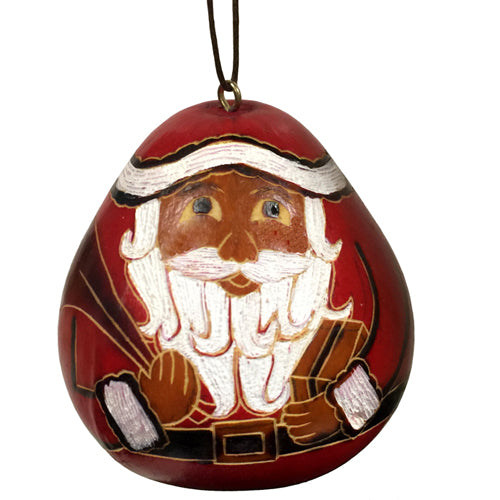 Santa Claus Gourd Ornament- Hand-Etched and Hand-Painted