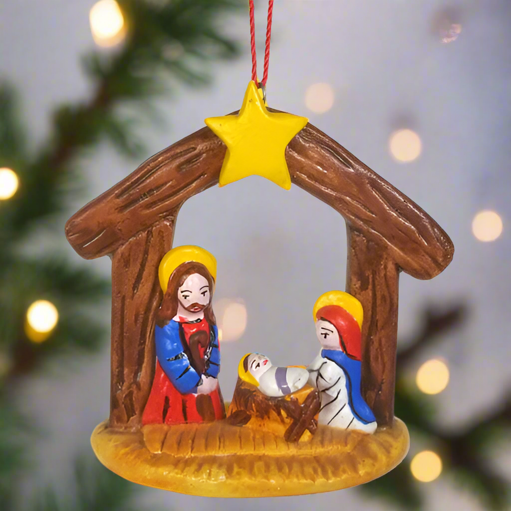 Hand-Crafted Ceramic Nativity Ornament- Fair Trade- Peru