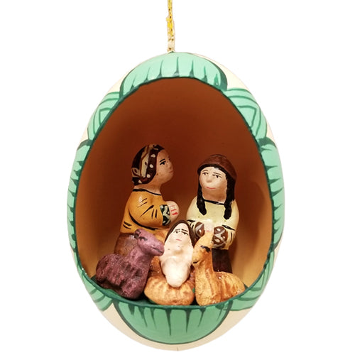 Upcycled Eggshell Ceramic Nativity Ornament- Handmade-Hand-Painted-Fair Trade-Peru