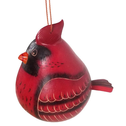 handmade and hand-painted gourd and ceramic red cardinal decorative ornament-lowcountryfairtrade.com