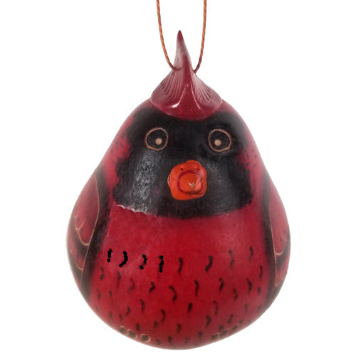 Hand-Painted Red Cardinal Gourd & Ceramic Ornament-Fair Trade-Peru