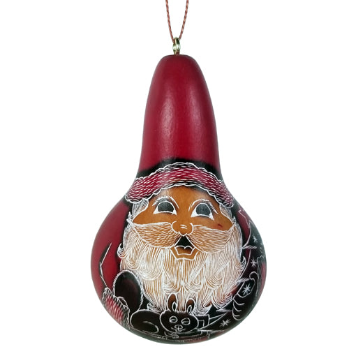 Hand-Made Santa Claus Gourd Ornament 4.5"H-Fair Trade-Peru