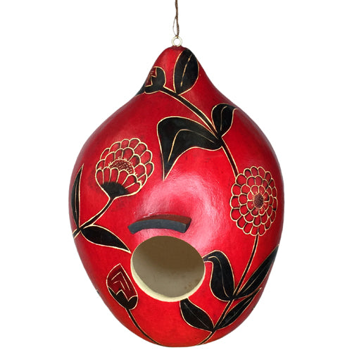 Hand-Etched Big Red Gourd Birdhouse-Peru