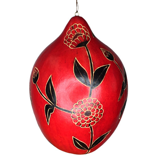 Hand-Etched Big Red Gourd Birdhouse-Peru