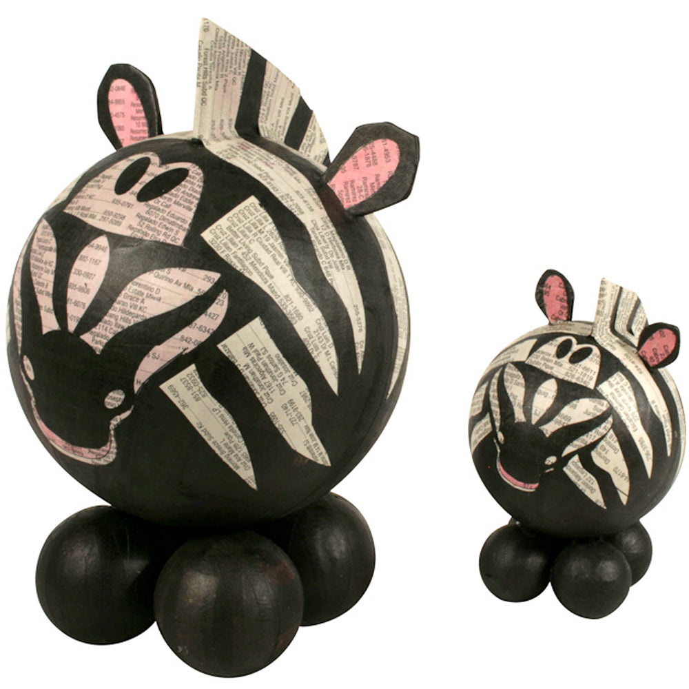 Hand-Crafted Paper Mache Zebra Sculpture-Recycled Materials-SM or LG-Fair Trade-Philippines