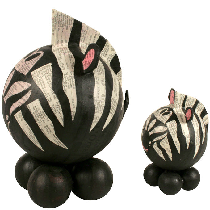 Hand-Crafted Paper Mache Zebra Sculpture-Recycled Materials-SM or LG-Fair Trade-Philippines