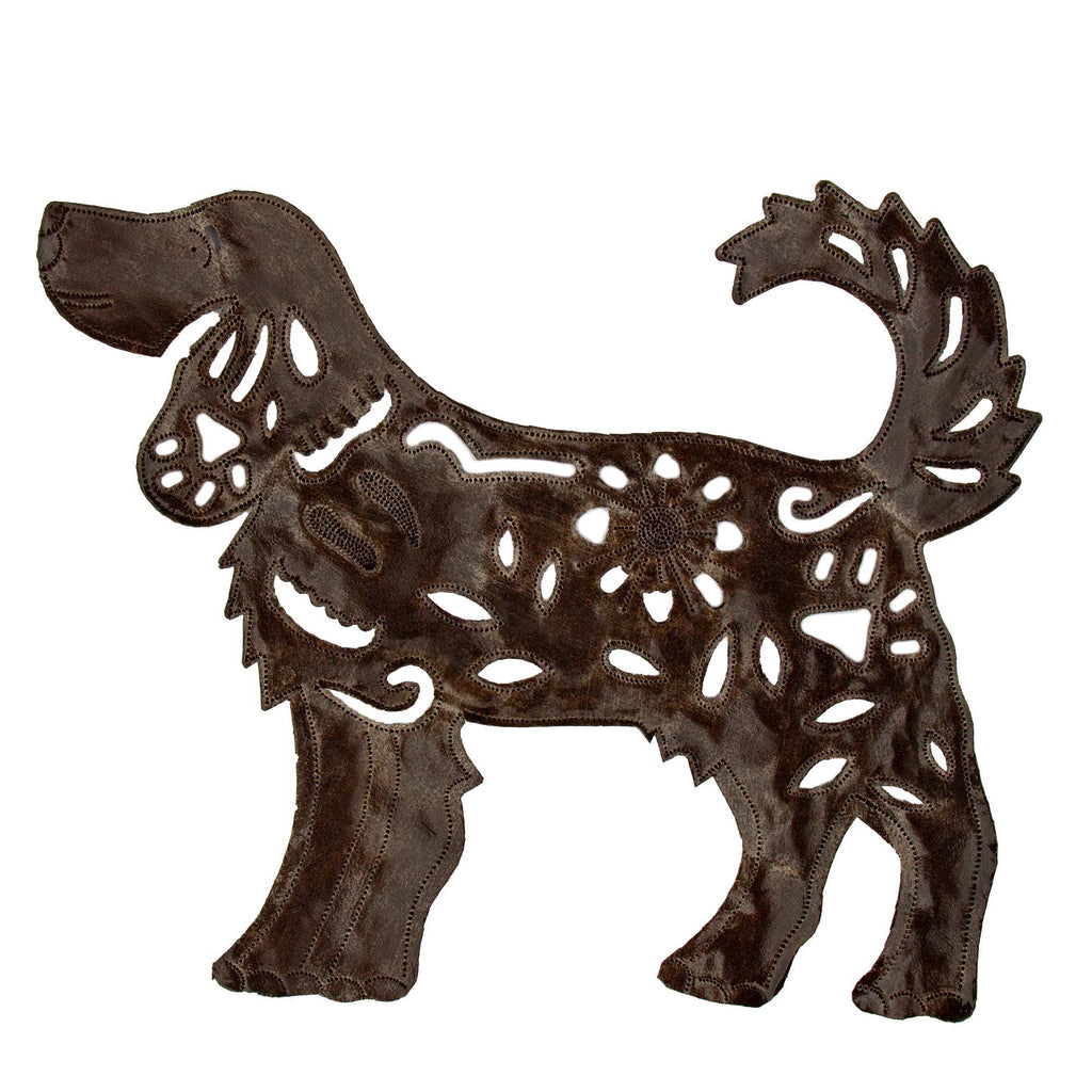 Haitian Steel Drum Wall Art- Sweet Doggie 13" - Handmade - Fair Trade