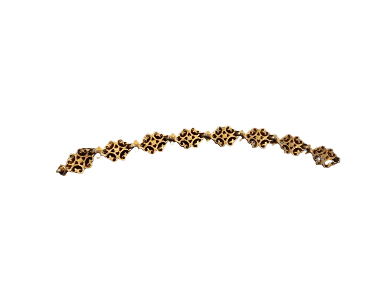 backside of a vintage art deco gold plated chain bracelet