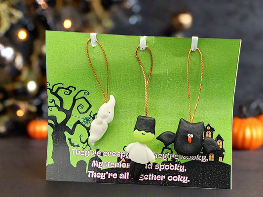 Handmade Mini Halloween Ornaments- Creepy Friends - Set of 3