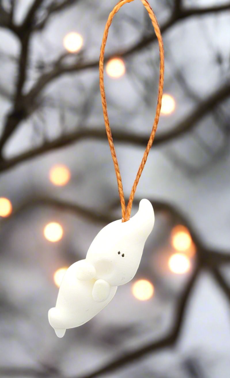 Handmade mini ghost Halloween ornament; fair trade ornaments.