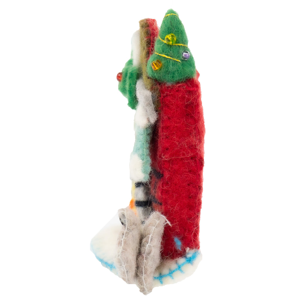 The Night Before Christmas- Handmade Felt Cat Ornament - Fair Trade- Nepal