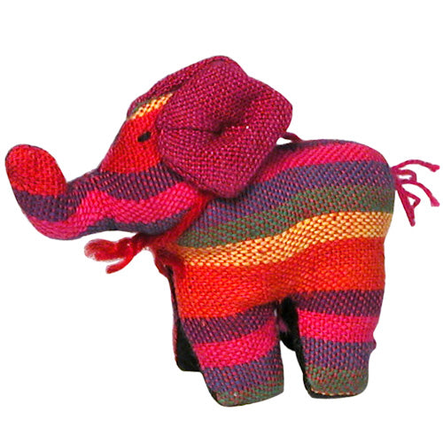 Handwoven striped elephant made from recycled cotton cloth by women in Guatemala City and fair trade imported.
