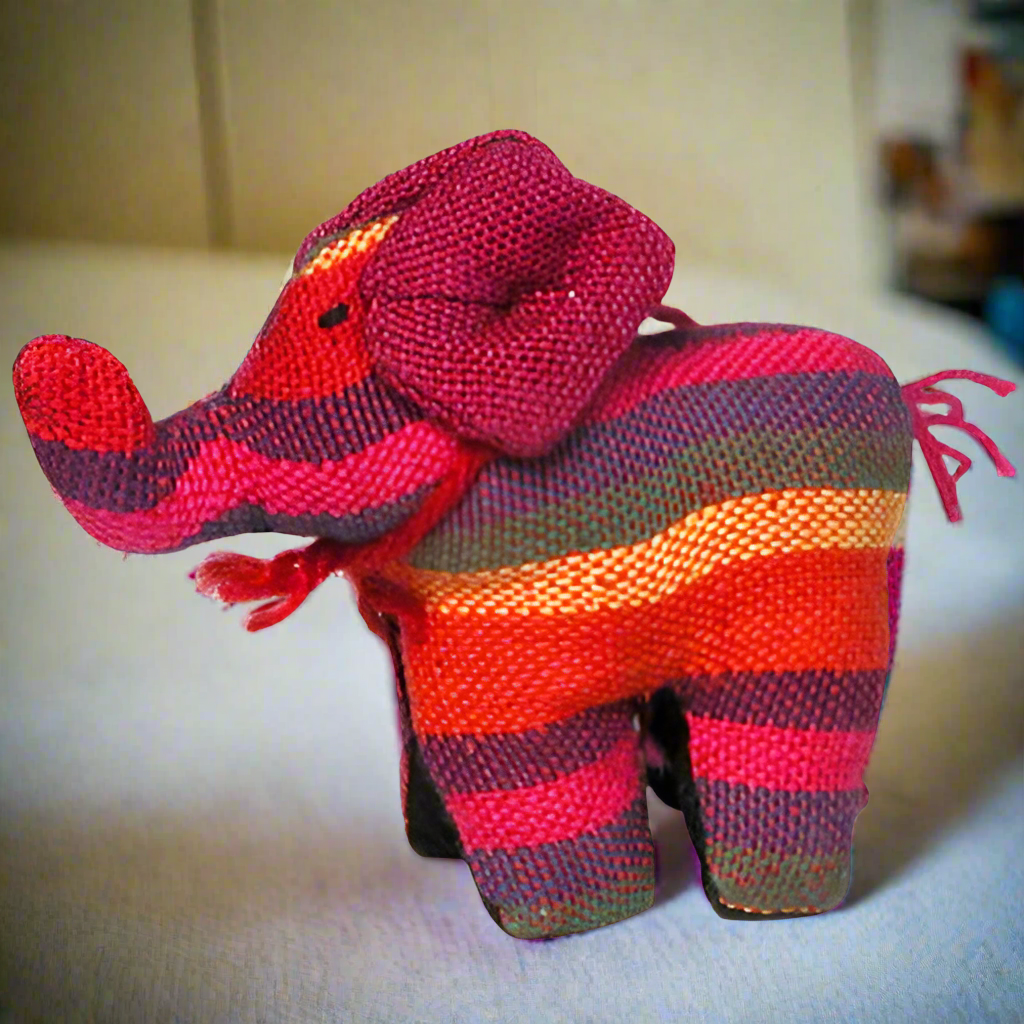 Handwoven Elephant Ornament-Recycled Cotton Cloth-Fair Trade-Guatemala