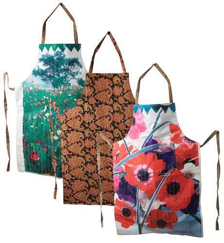 Upcycled Plastic Apron - Reversible- Food/Flowers/Animal Prints-Fair Trade