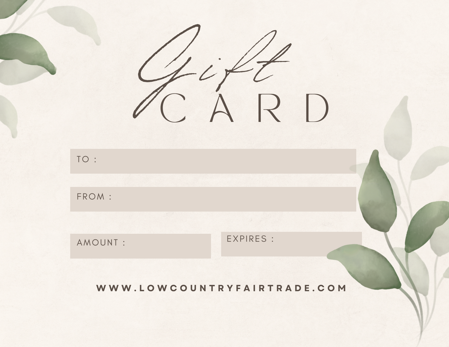 Low Country Fair Trade Gift Cards- Choose Your Design