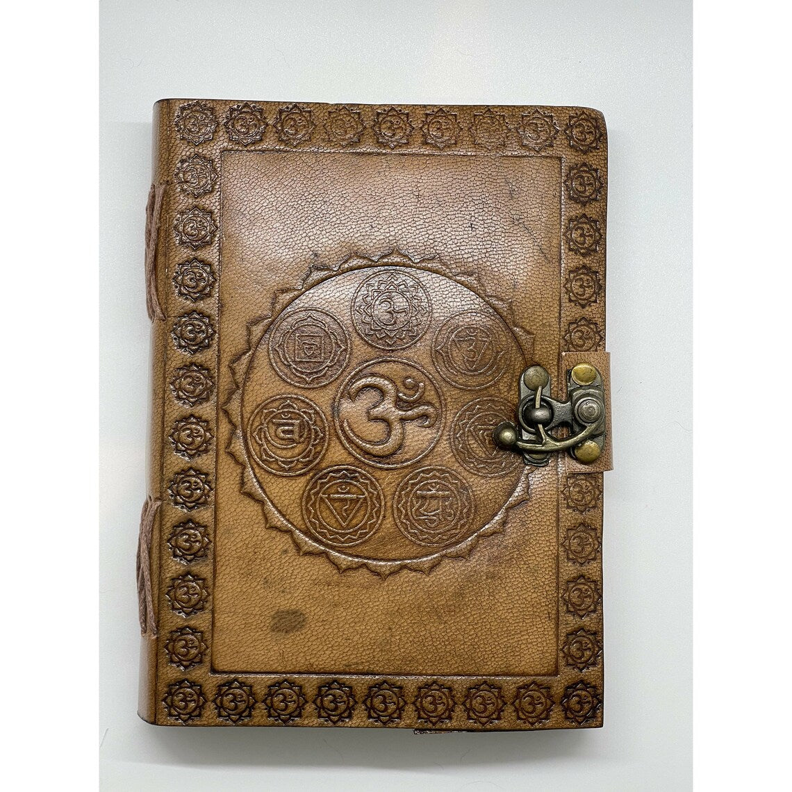 7 Chakra Embossed leather Journal w/ latch- 5" x 7"