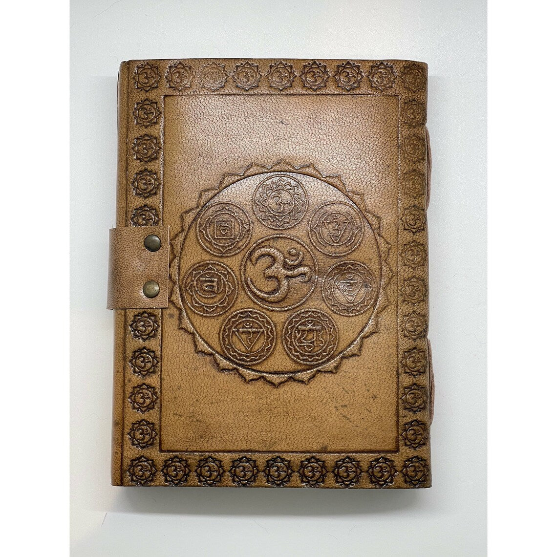 7 Chakra Embossed leather Journal w/ latch- 5" x 7"