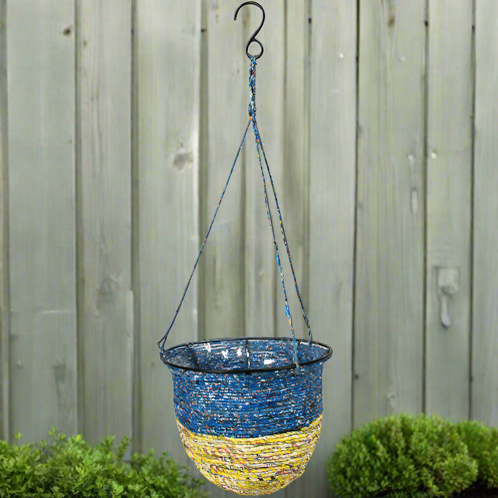 Hanging Basket made of Recycled Candy Wrappers- Fair Trade