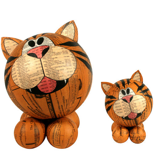 Hand-Crafted Paper Mache Tiger Sculpture-Recycled Materials-SM or LG-Fair Trade-Philippines