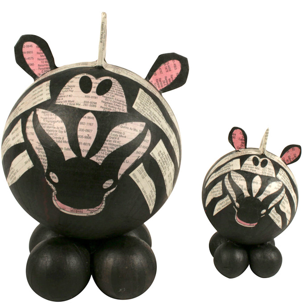 Hand-Crafted Paper Mache Zebra Sculpture-Recycled Materials-SM or LG-Fair Trade-Philippines