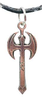 Shango Double Ax Amulet 1 1/2" L- Silver-tone