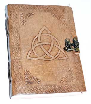 Triquetra Leather Journal with Handmade Paper and Latch 5" x 7"