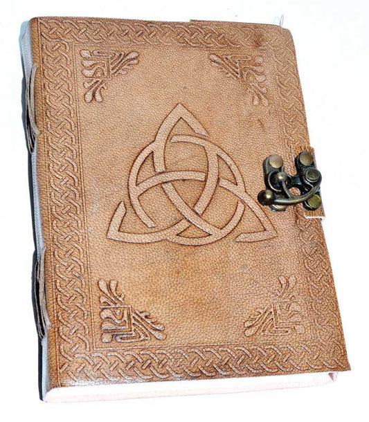 Triquetra Leather Journal with Handmade Paper and Latch 5" x 7"