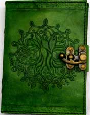 Green Tree of Life Leather Journal w/ latch- 5" x 7"