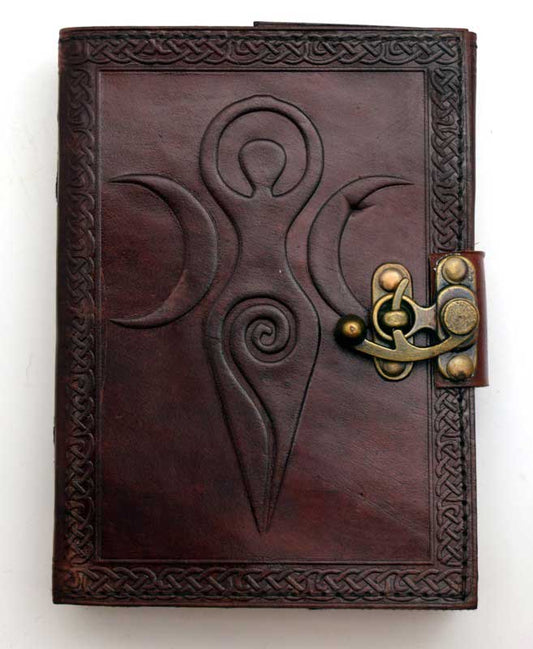 Maiden Mother Moon Leather Blank Book w/ Metal Latch