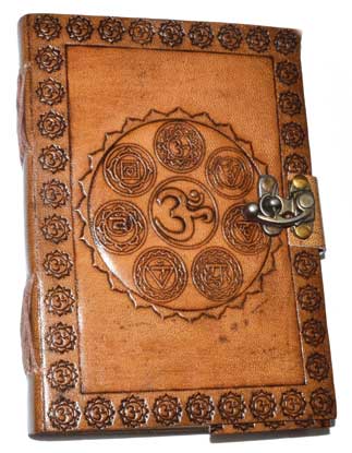 7 Chakra Embossed leather Journal w/ latch- 5" x 7"