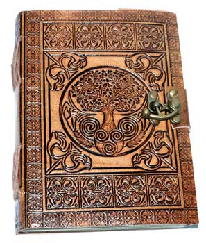 Tree of Life Embossed Leather Journal w/latch- 5" x 7"