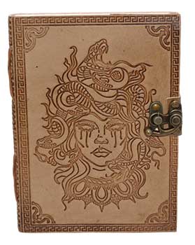 Medusa Embossed Leather Journal with Metal Latch 5" x 7"