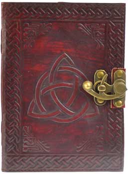 Triquetra Journal-Hand-Tooled Embossed Leather Unlined Book w/ Metal Latch