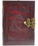 Triquetra Journal-Hand-Tooled Embossed Leather Unlined Book w/ Metal Latch