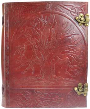 Tree of Life Hand-Tooled Leather Journal- 360 blank pages-Double Metal Latches