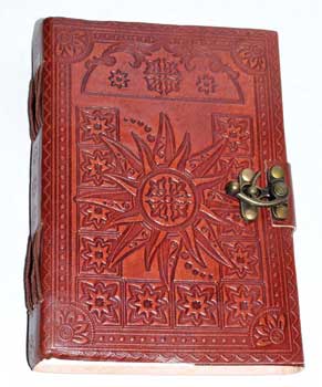 Embossed Sun leather Journal w/ Latch 5" x 7"