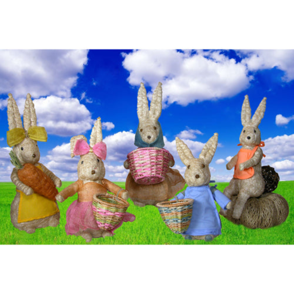 Handmade Abaca Fiber Bunny Rabbit Family -Easter Decorations- Fair Trade-Philippines