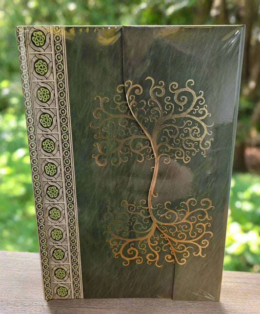 Celtic Tree Writing Journal-Sketchbook-Green/Gold-Blank