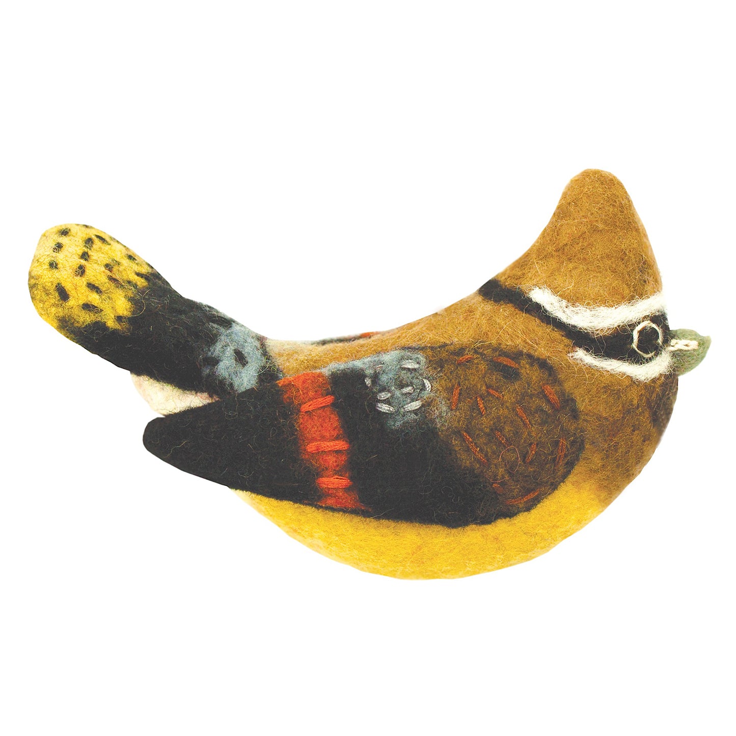 Felt Bird Garden Ornament - Cedar Waxwing - Wild Woolies